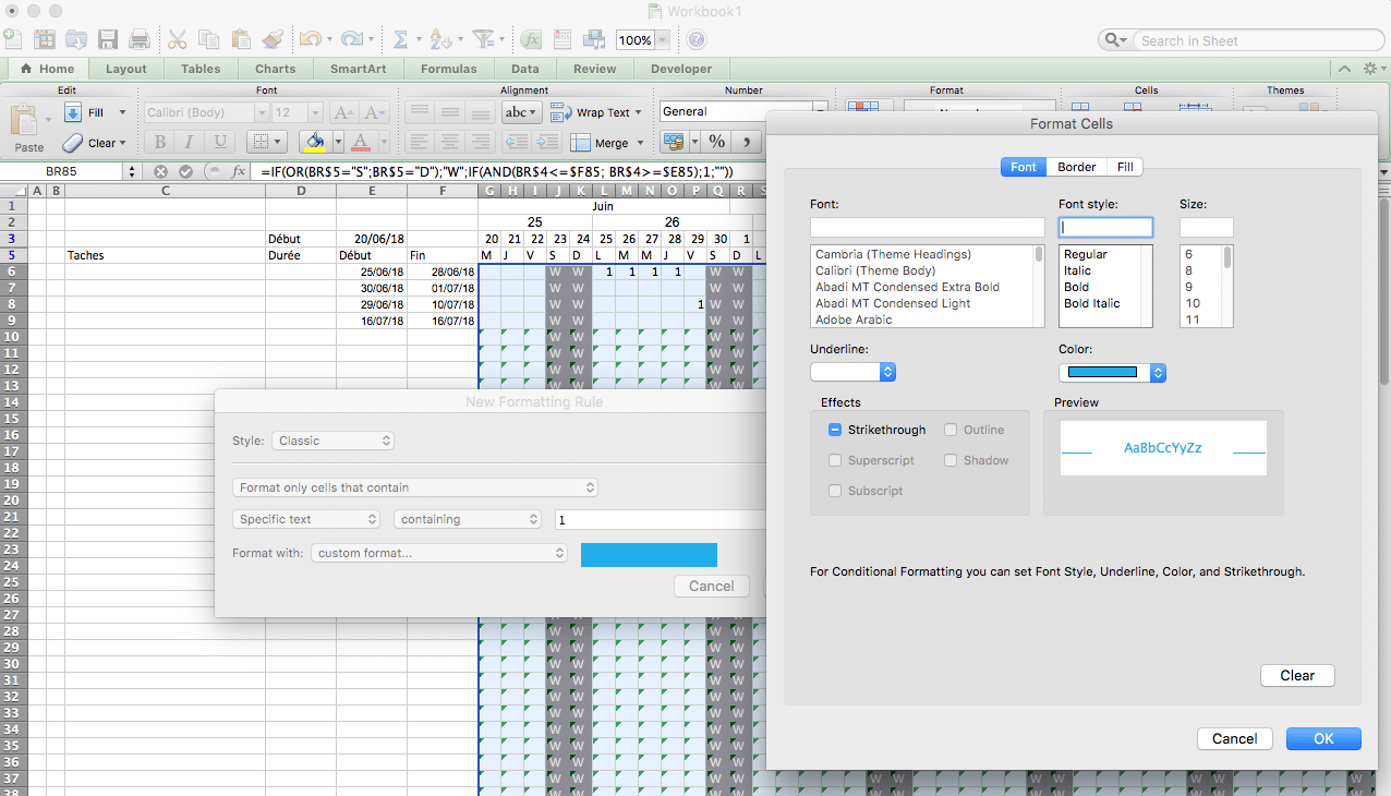 seconde règle de mise en forme avec Excel