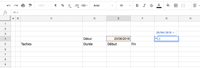 Création d'un planning excel : mise en place des colonnes