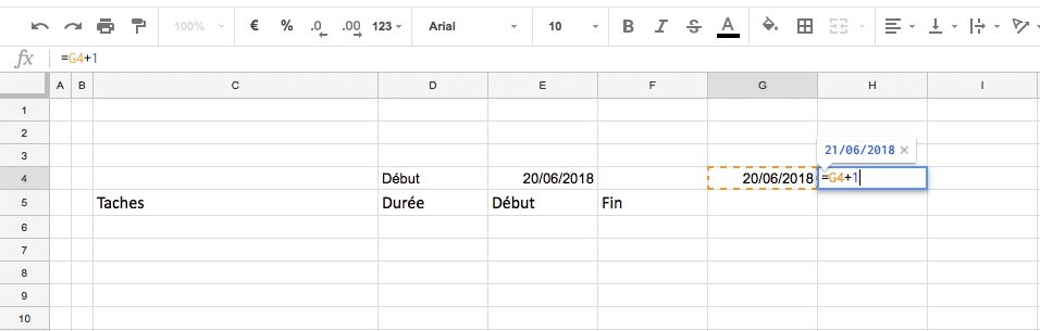 Création d'un planning excel : mise en place des colonnes