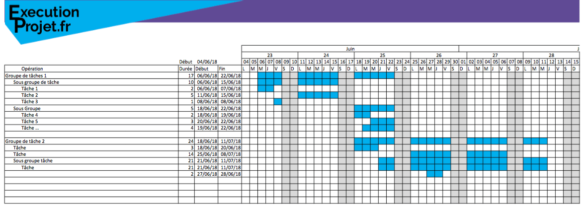 Modèle de planning Excel