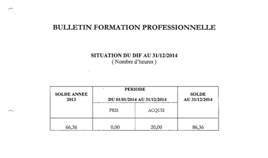 Exemple d'attestation spécifique indiquant les heures DIF accumulées 