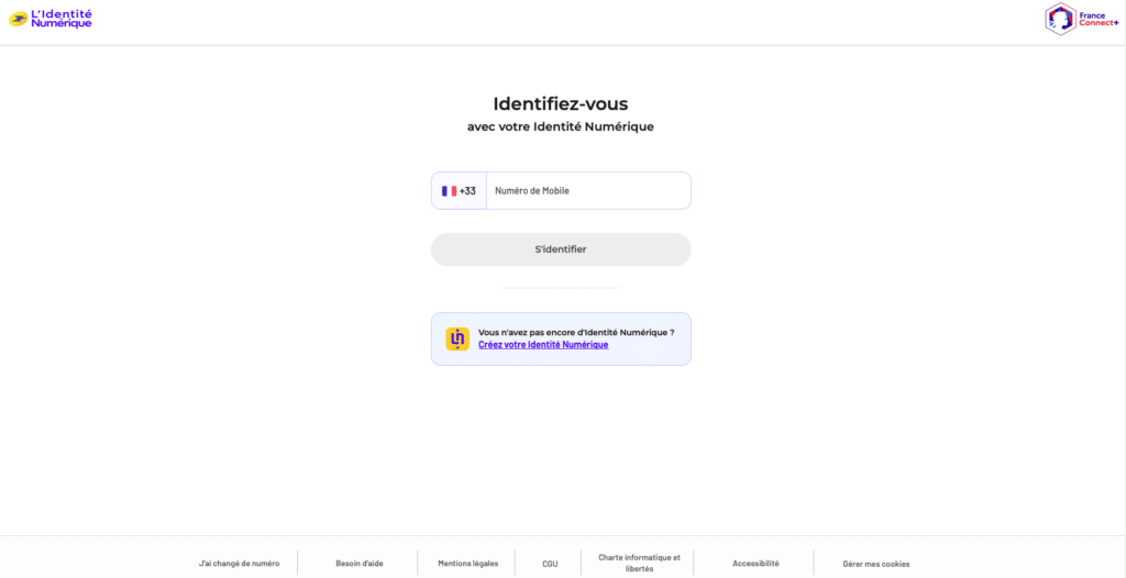 Page d'identification de l'Identité Numérique La Poste