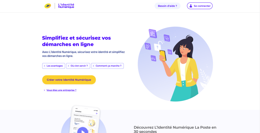 Page d'accueil de l'Identité Numérique La Poste.