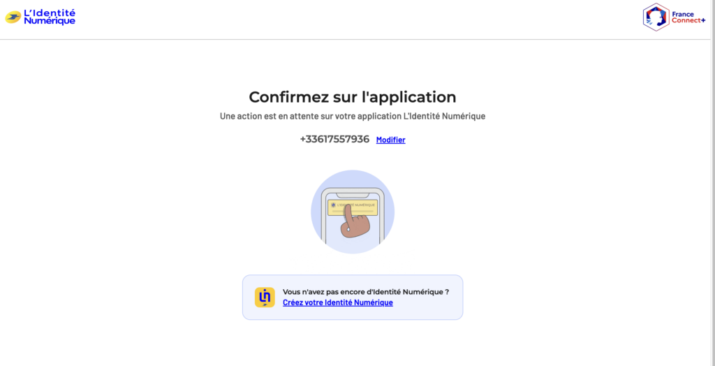 Écran de demande de validation sur l'application l'Identité Numérique La Poste